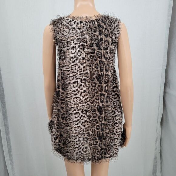 Adore Leopard Animal Print Eyelash Fringe Fabric Tank Top Women's size Medium - Picture 9 of 14